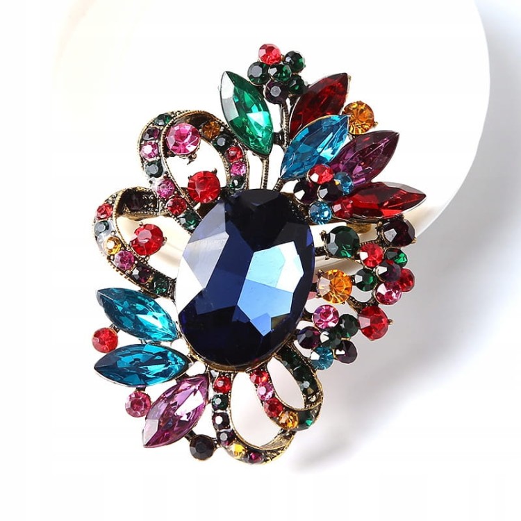 PINETS broszka kolorowe cyrkonie Ozdoba duża