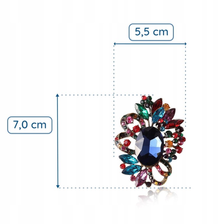 PINETS broszka kolorowe cyrkonie Ozdoba duża