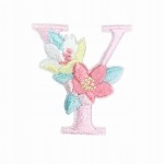 NAKLEJKA Naszywka termo Litera Y Haftowana Kwiaty