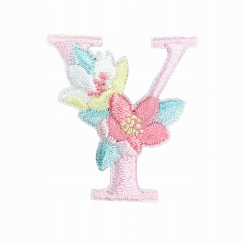 NAKLEJKA Naszywka termo Litera Y Haftowana Kwiaty