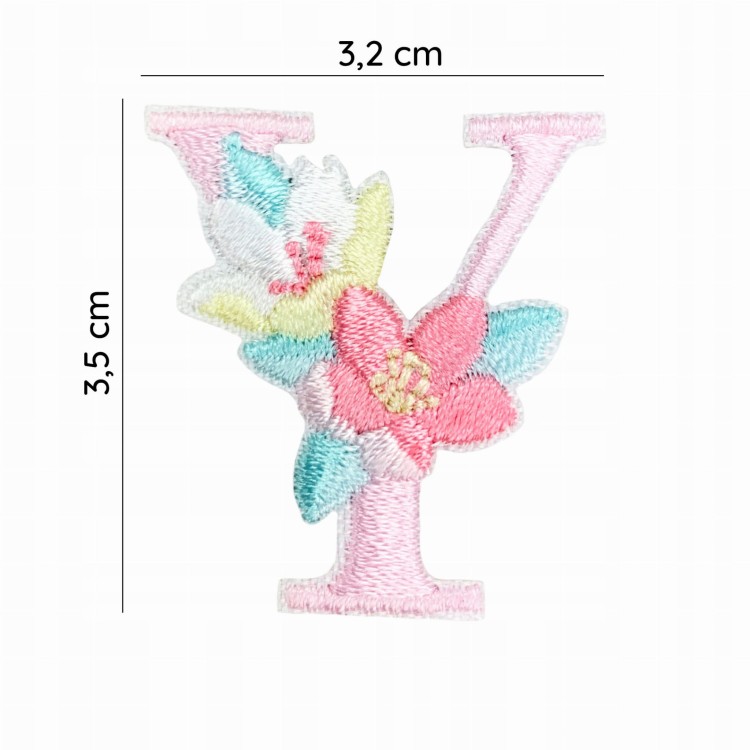 NAKLEJKA Naszywka termo Litera Y Haftowana Kwiaty