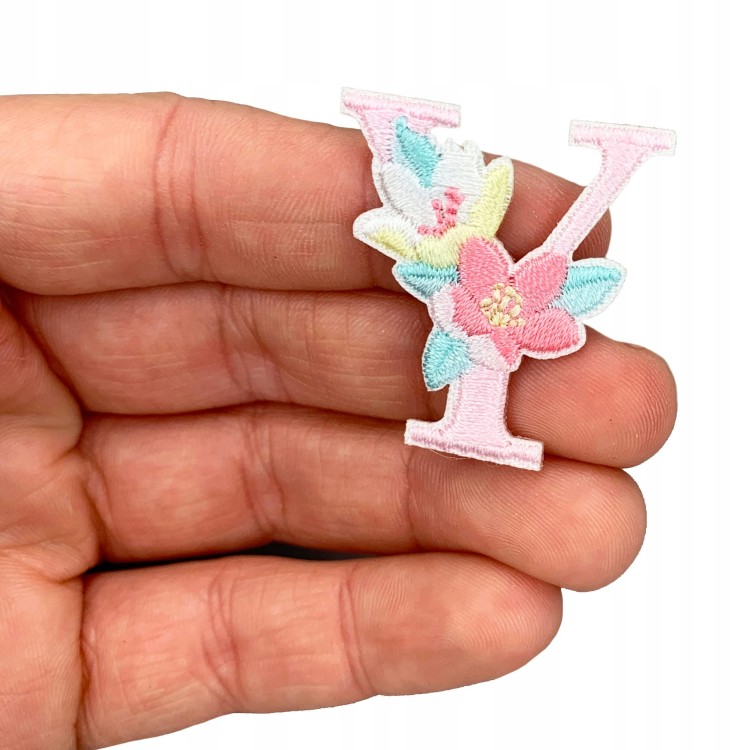 NAKLEJKA Naszywka termo Litera Y Haftowana Kwiaty