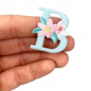 NAKLEJKA Naszywka termo Litera B Haftowana Kwiaty