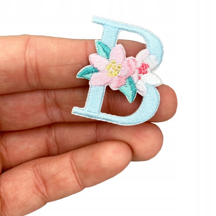 NAKLEJKA Naszywka termo Litera B Haftowana Kwiaty
