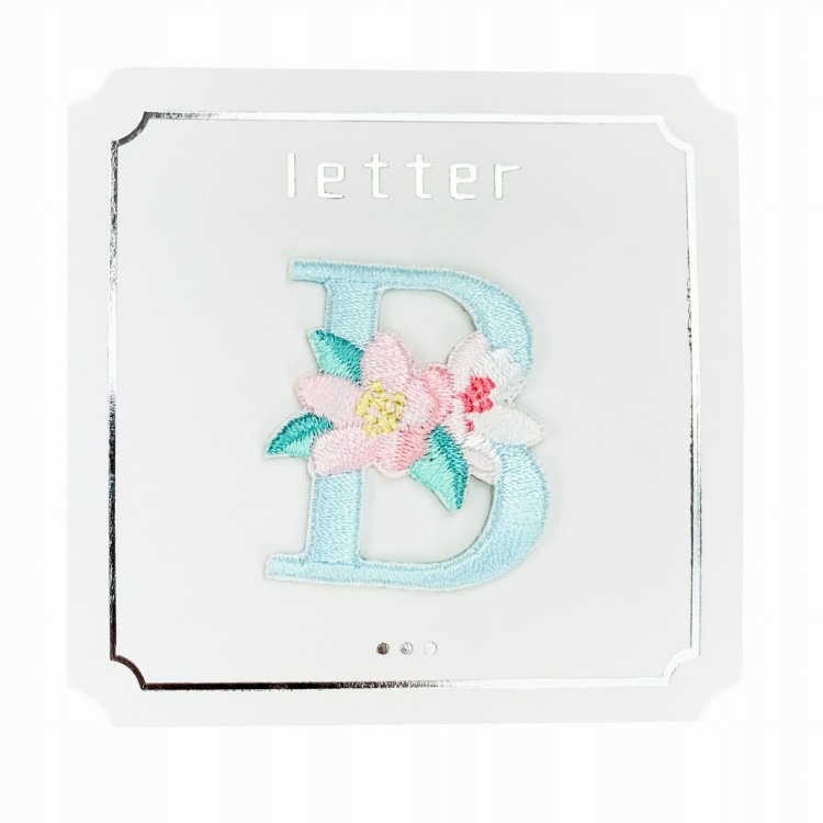 NAKLEJKA Naszywka termo Litera B Haftowana Kwiaty