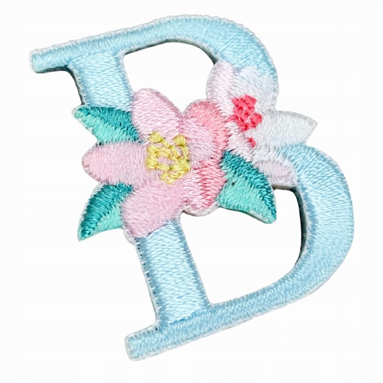 NAKLEJKA Naszywka termo Litera B Haftowana Kwiaty