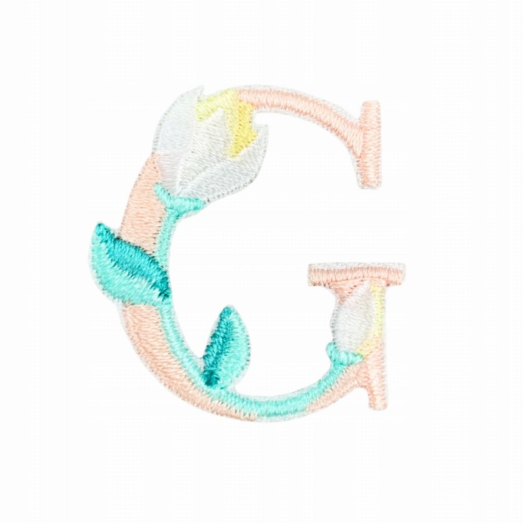 NAKLEJKA Naszywka termo Litera G Haftowana Kwiaty