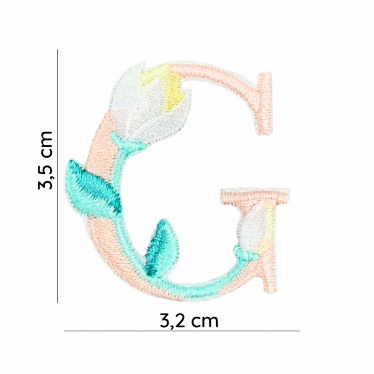 NAKLEJKA Naszywka termo Litera G Haftowana Kwiaty