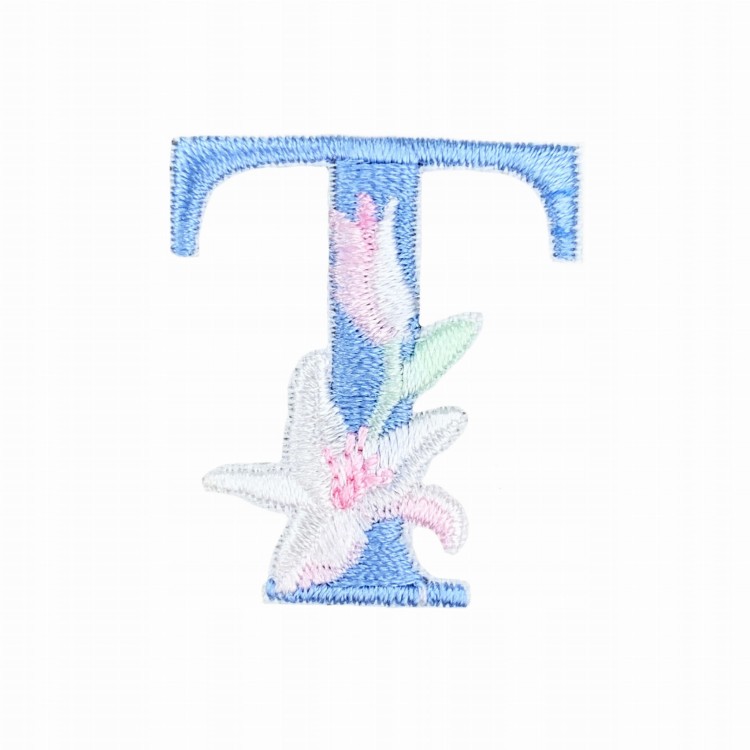 NAKLEJKA Naszywka termo Litera T Haftowana Kwiaty