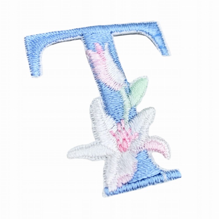 NAKLEJKA Naszywka termo Litera T Haftowana Kwiaty