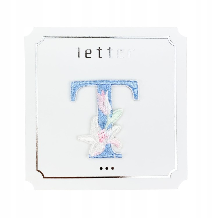 NAKLEJKA Naszywka termo Litera T Haftowana Kwiaty