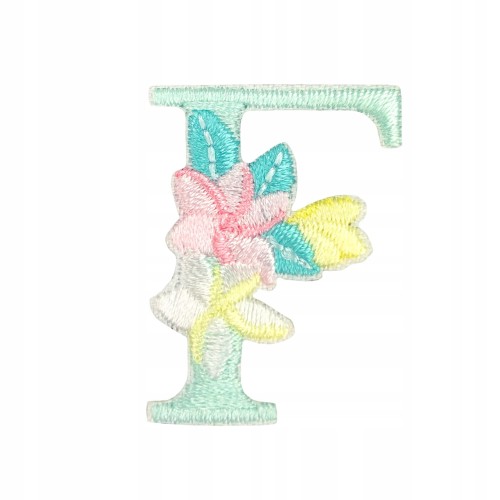 NAKLEJKA Naszywka termo Litera F Haftowana Kwiaty