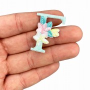 NAKLEJKA Naszywka termo Litera F Haftowana Kwiaty