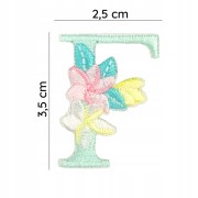 NAKLEJKA Naszywka termo Litera F Haftowana Kwiaty