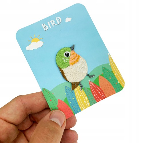 NAKLEJKA Haftowany Ptaszek zielony DIY Naszywka