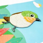 NAKLEJKA Haftowany Ptaszek zielony DIY Naszywka