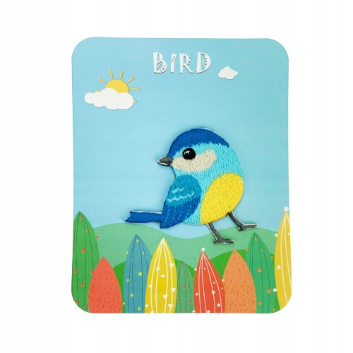 NAKLEJKA Haftowany Ptaszek niebieski DIY Naszywka