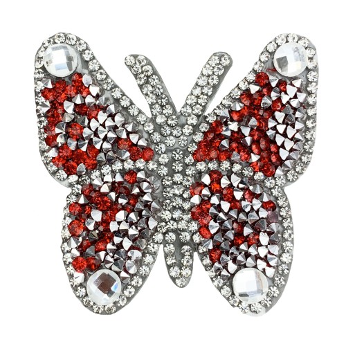 Naszywka TERMO Naprasowanka srebrny Motyl cyrkonie