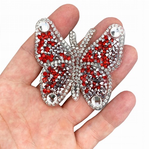 Naszywka TERMO Naprasowanka srebrny Motyl cyrkonie