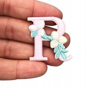 NAKLEJKA Naszywka termo Litera R Haftowana Kwiaty