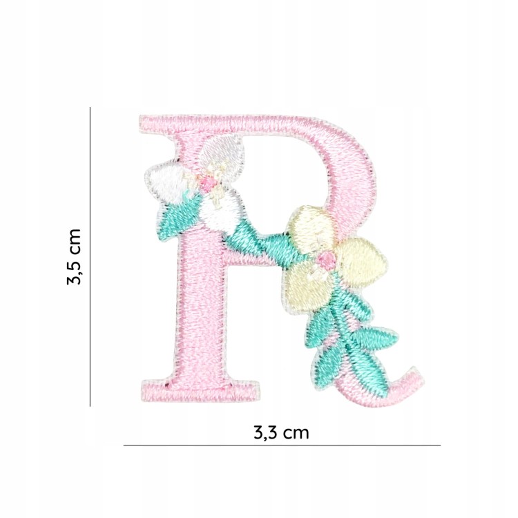 NAKLEJKA Naszywka termo Litera R Haftowana Kwiaty