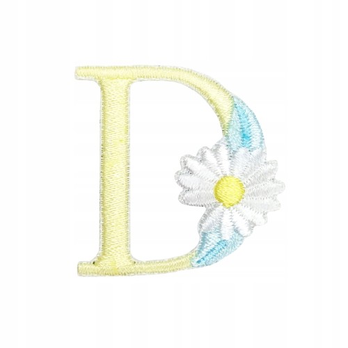 NAKLEJKA Naszywka termo Litera D Haftowana Kwiaty
