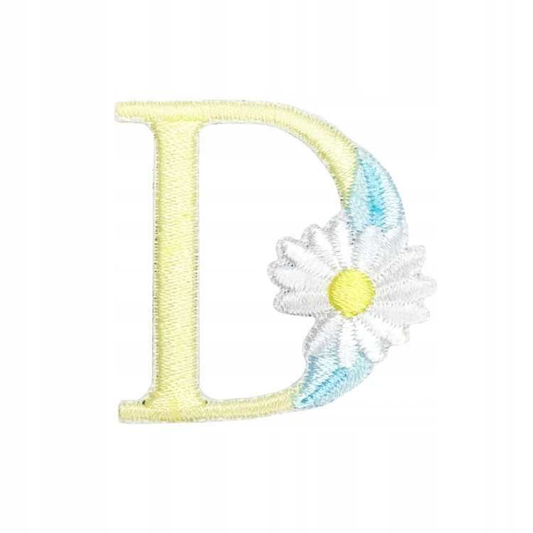 NAKLEJKA Naszywka termo Litera D Haftowana Kwiaty