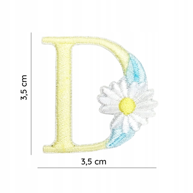 NAKLEJKA Naszywka termo Litera D Haftowana Kwiaty