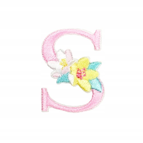 NAKLEJKA Naszywka termo Litera S Haftowana Kwiaty