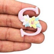 NAKLEJKA Naszywka termo Litera S Haftowana Kwiaty