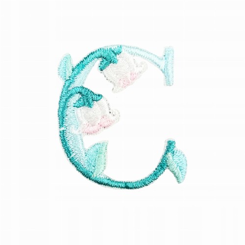 NAKLEJKA Naszywka termo Litera C Haftowana Kwiaty