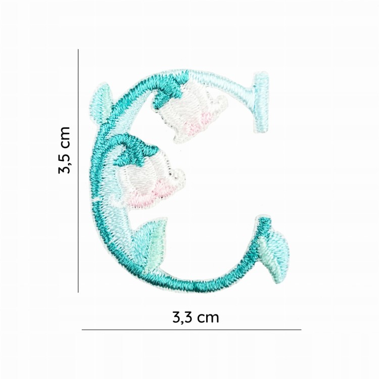 NAKLEJKA Naszywka termo Litera C Haftowana Kwiaty