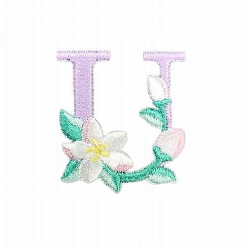 NAKLEJKA Naszywka termo Litera U Haftowana Kwiaty