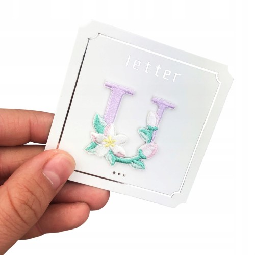 NAKLEJKA Naszywka termo Litera U Haftowana Kwiaty