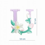 NAKLEJKA Naszywka termo Litera U Haftowana Kwiaty