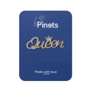 PINETS Broszka Queen cyrkonie złoty napis Królowa