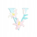 NAKLEJKA Naszywka termo Litera V Haftowana Kwiaty