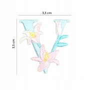 NAKLEJKA Naszywka termo Litera V Haftowana Kwiaty