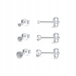 KOLCZYKI 3 pary srebrne cyrkonie Srebro 925 zestaw