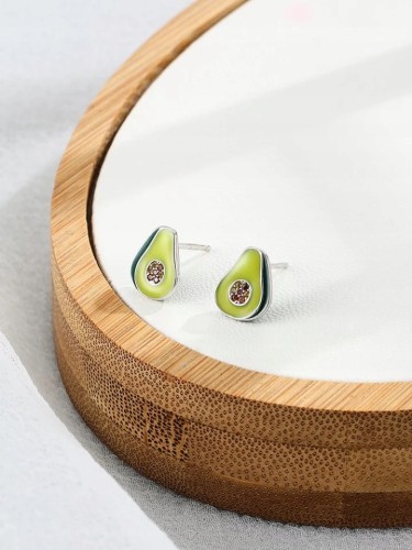 KOLCZYKI srebrne Awokado zielone S925 cyrkonie