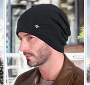 CZAPKA Zimowa Ocieplana Czarna ciemna Szara męska