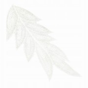 NASZYWKA cekiny koraliki biały Liść Listek 19 cm