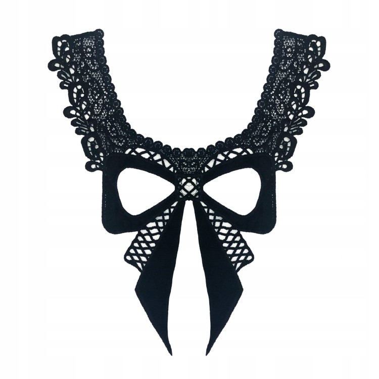 NASZYWKA czarny Kołnierzyk koronkowy Kokardka