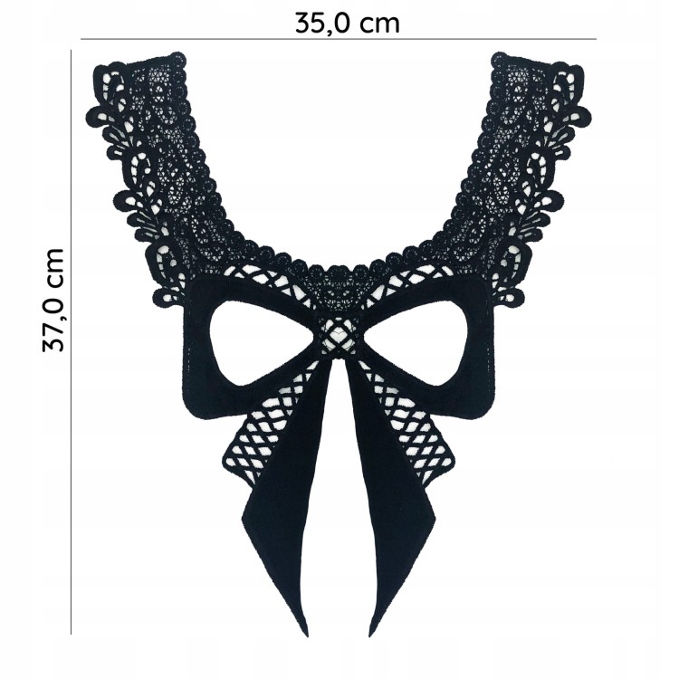 NASZYWKA czarny Kołnierzyk koronkowy Kokardka