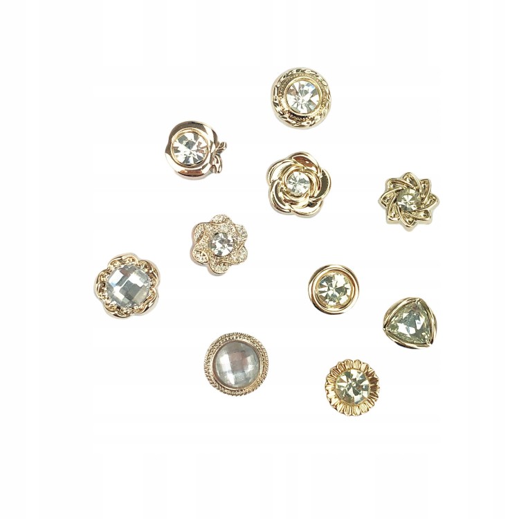 PINETS Zestaw 10 szt Przypinek złote cyrkonie