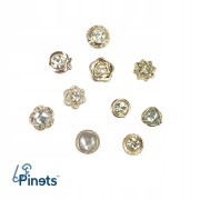 PINETS Zestaw 10 szt Przypinek złote cyrkonie