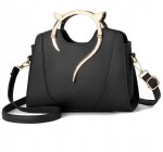 Torebka czarna kocie uszy Eko skóra Kuferek Kot