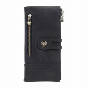 PORTFEL Damski Duży Czarny ochrona RFID skórzany