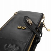 PORTFEL Damski Duży Czarny ochrona RFID skórzany