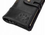 PORTFEL Damski Duży Czarny ochrona RFID skórzany